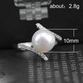 Silver Tone White Pearl Cross Band Crystal Ring Sizes 6-10 view 5