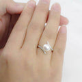 Silver Tone White Pearl Cross Band Crystal Ring Sizes 6-10 view 4