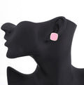 Gold Tone Rounded Square Pastel Enamel Stud Earrings in Four Colors view 2
