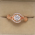 Rose Gold-Tone Branch Ring With Round Clear Center Stone view 2