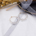 Clear Look Faceted Bead Wrapped Gold Hoop Earrings view 1