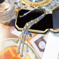Silver Tone Rhinestone Tassel Bracelet With Two Crystal Patterns view 3