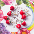 Light and Deep Red Strawberry Hook and Clip Earrings view 1