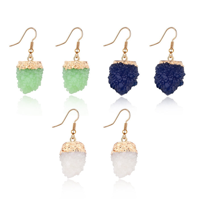 Gold Tone Textured Crystal Cluster Ball Hook Earrings in Three Colors