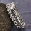 Silver-Tone Two-Piece Cluster Ring Set With Crystal Pave view 3