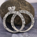 Silver-Tone Two-Piece Cluster Ring Set With Crystal Pave view 4