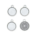 Small Plain Round Cabochon Settings in Silver and Bronze Tones view 5
