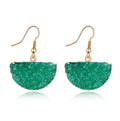 Druzy Semicircle Long Hook Earrings in Eight Color and Finish Options view 1