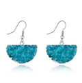 Druzy Semicircle Long Hook Earrings in Eight Color and Finish Options view 9