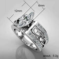 Silver Tone Marquise Crystal Openwork Wide Band Ring view 5