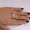 Silver-Tone Square Cluster Men's Ring With Ridged Shoulders view 4