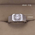 Silver-Tone Square Cluster Men's Ring With Ridged Shoulders view 5