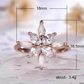 Rose Gold Tone Opalescent Flower Ring With Clear Stones view 5