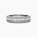 Baguette Crystal Three Row Band Ring in Silver Tone view 6