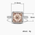 Silver-Tone Champagne Square Crystal Halo Ring Jewelry view 3