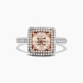 Silver-Tone Champagne Square Crystal Halo Ring Jewelry view 1