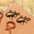 3D Four-Wing Dolphin Airplane Alloy Charm Pendant 23x18mm