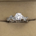 Silver Tone Clear Crystal Laurel Leaf Ring Fashion Jewelry view 2