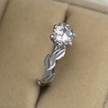Silver Tone Clear Crystal Laurel Leaf Ring Fashion Jewelry view 3