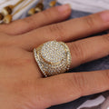 Gold Tone Wide Pavé Crystal Statement Ring Fashion Jewelry view 4