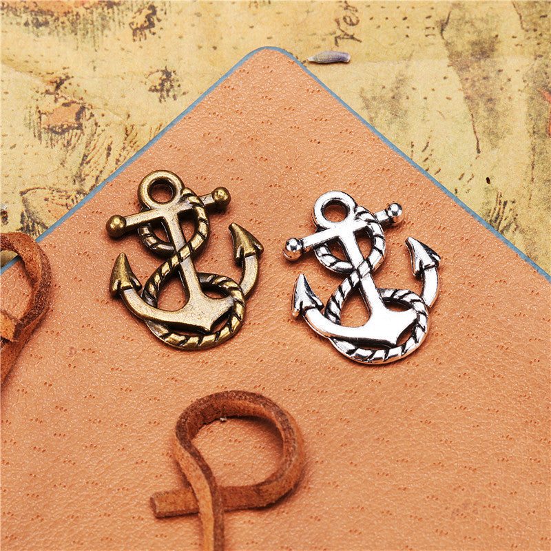 22x18mm Vintage Double-Sided Rope Anchor Alloy Charm Pendant