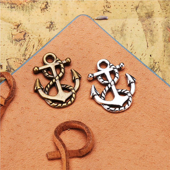 22x18mm Vintage Double-Sided Rope Anchor Alloy Charm Pendant