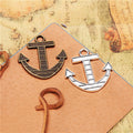 Vintage Striped Anchor Charm Metal Jewelry Component, 3 Finish Options view 1