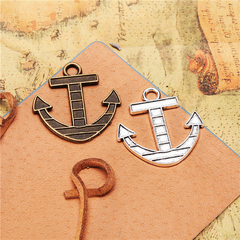 32x30mm Vintage Striped Anchor Alloy Charm Pendant