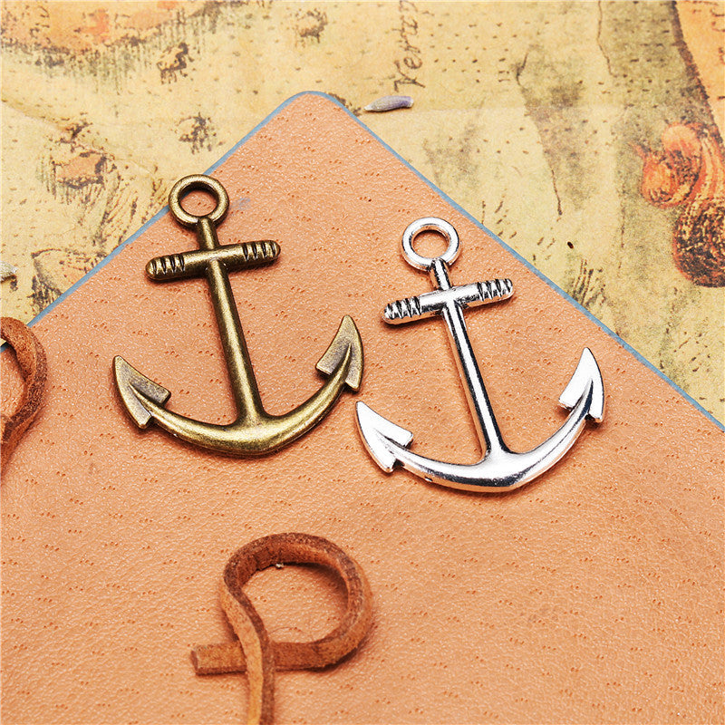 Alloy Anchor & Ship Wheel Charm Pendant 32×25mm