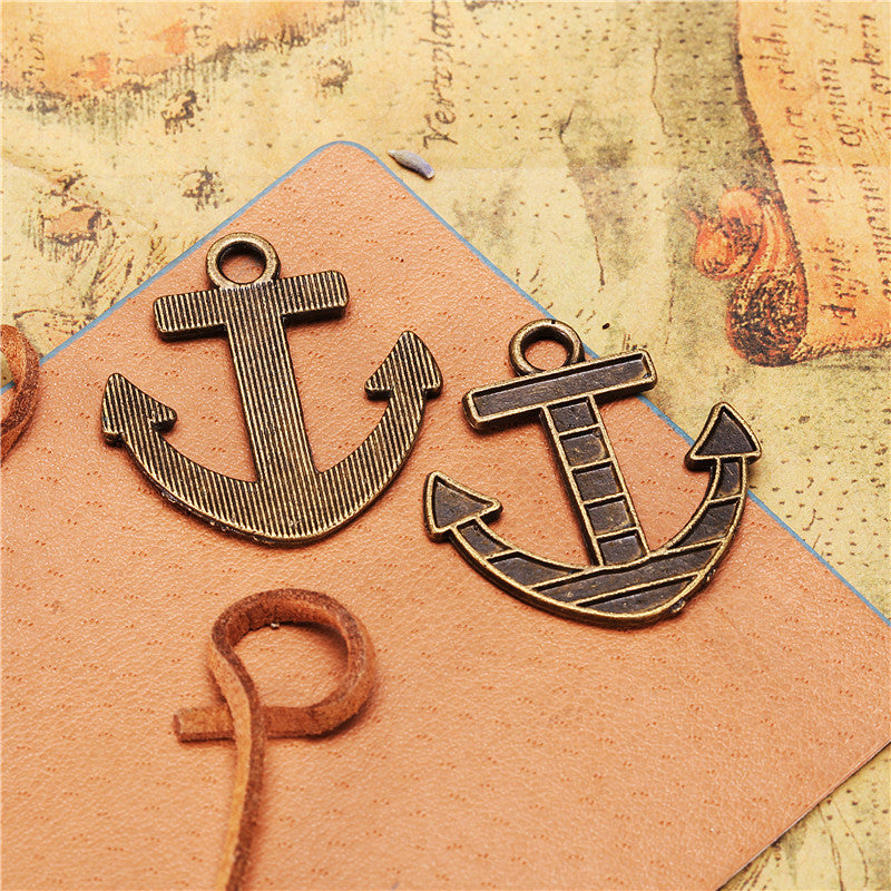 32x30mm Vintage Striped Anchor Alloy Charm Pendant