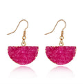 Druzy Semicircle Long Hook Earrings in Eight Color and Finish Options view 6