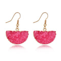 Druzy Semicircle Long Hook Earrings in Eight Color and Finish Options view 7