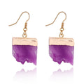 Gold Tone Irregular Slab Crystal Cluster Hook Earrings in Six Colors view 5