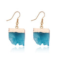 Gold Tone Irregular Slab Crystal Cluster Hook Earrings in Six Colors view 8
