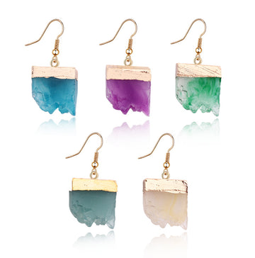 Gold Tone Irregular Crystal Cluster Hook Earrings in Six Colors