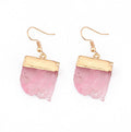 Gold Tone Irregular Slab Crystal Cluster Hook Earrings in Six Colors view 11