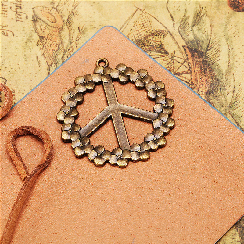 37mm Flower Peace Sign Alloy Charm Pendant