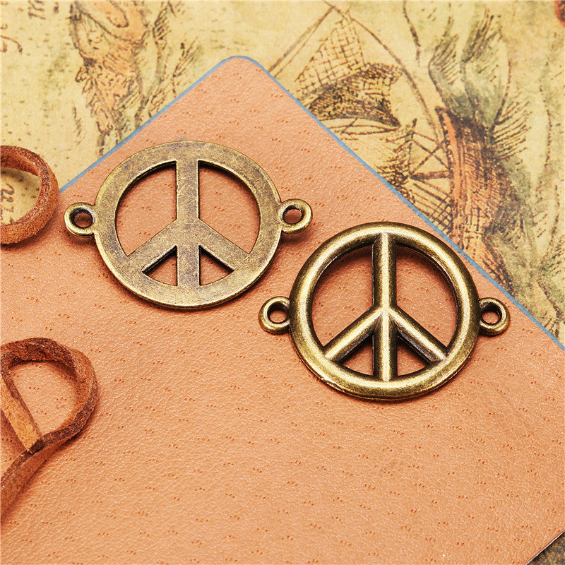 24mm Curved Alloy Peace Sign Bracelet Connector