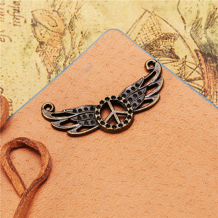 Alloy Peace Sign Wing Connector Charm Pendant 38x16mm