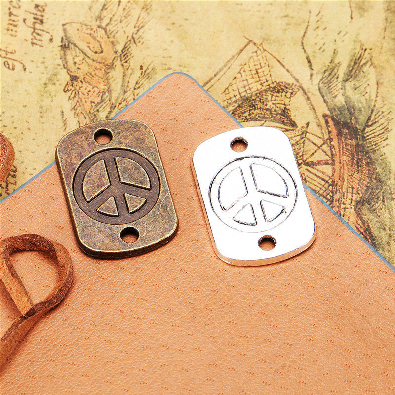 27x18mm Peace Sign Rectangle Alloy Connector Charm