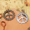 Floral Border Peace Sign Alloy Charm in 3 Metal Finishes view 2