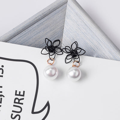 Primary supplied view of outline flower pearl-look earrings