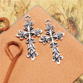 Floral Vine Cross Metal Pendant Charm For Jewelry Making view 7