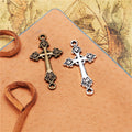 Floral Cross Metal Connector Charm in Two Finishes view 4