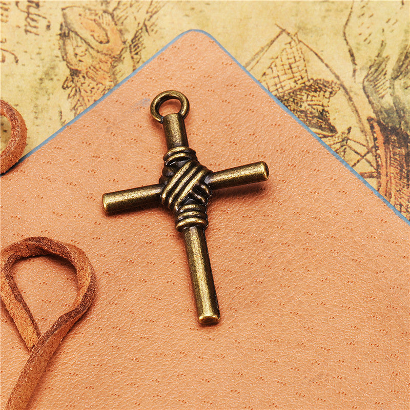 Vintage Cross Alloy Charm Pendant 40x25mm