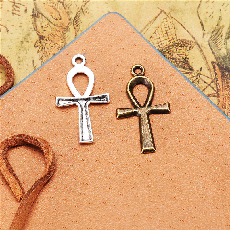 Vintage Alloy Cross Charm Pendant 26x14mm