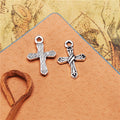 Striped Cross Metal Charm in 3 Finishes for Jewelry Crafts view 5