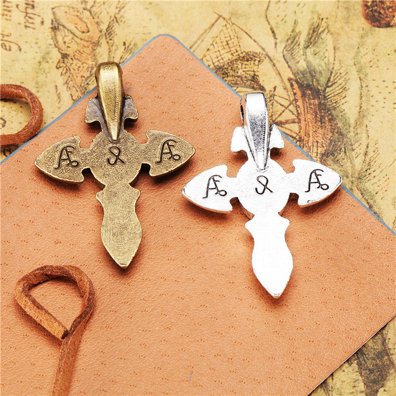 3D Alloy Cross Charm Pendant 45x31mm for DIY Necklaces