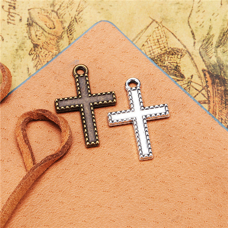 Alloy Cross Charm Pendant 25x16mm