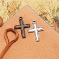 Dotted Border Cross Charm Pendant In Three Finishes For Jewelry Making view 1